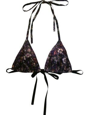 MALIA MILLS Triangle bikini top sz 36 M purple floral print